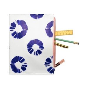 DesignWorks Ink Leatherette Journal with Zipper Pouch Indigo Batik